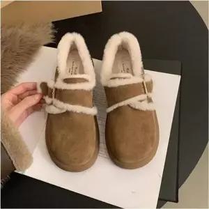 털신발 스웨이드 겨울 여자 2컬러 단화 기모로퍼 퍼안감