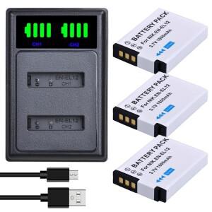 Batmax EN EL12 EN-EL12 1800mAh 배터리 + LED USB 듀얼 충전기 Nikon Coolpix S9700 S8200 W300