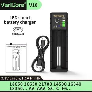 VariCore V10 USB 스마트 충전기 3.7V 18650/21700/26650 리튬 이온 배터리 1.2V AA/AAA/SC/F6 Ni-MH 고속