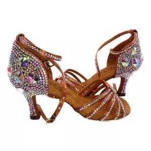 라틴 댄스화 구두 큐빅 화려한 반짝이 탱고 살사 라인