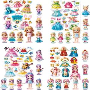 로비안 마그네틱 드레스업 인형 - 상상력 넘치는 생일 선물을 만들기 위해 4가지 테마의 코스튬 스티커가