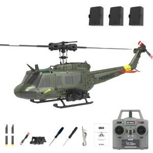 ZynithRC RC ERA C032 헬리콥터, 자이로 안정화 기능이 있는 UH-1 Huey 6CH 밀리터리 스케일 애호가를 위한 선물 그린 / 3 배터리