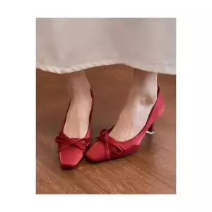 여성 신발 힐펌프스 하이힐 슈즈 수화 결혼식화 신부화 프렌치리본 발 안 피곤 캣 단화 MF5
