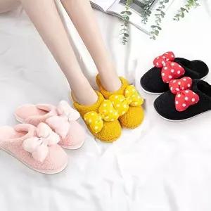 [엄지척]거실 화 슬리퍼 리본 클래식 방한 따뜻한