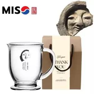 [골드스마일]한국전통 에디션 얼굴무늬 수막새 신라의 미소 글라스 머그컵 440ml