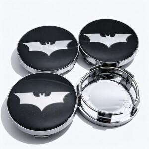 4개 블랙 실버 BAT 로고 엠블럼 자동차 휠 센터 캡 58MM 허브 림  커버 교체 호환  호환  악세사리