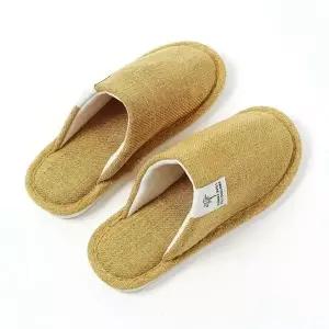 린넨 슬리퍼 240~245mm 옐로우 발편한 쿠션 룸슈즈
