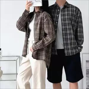 남방 루즈핏 긴팔 여성 커플 남성 타탄체크 셔츠 5색 (WFKBXEP)
