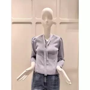 [ZOOC](대전신세계)(25년 겨울) 타이 디테일 블라우스형 볼륨 소매 니트 탑 Z254KSK114