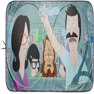 밥스 버거 벨처 패밀리 윈드실드용 선쉐이드 자동차 트럭 SUV용 접이식 선바이저 프로텍터 자외선과 햇빛