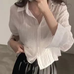 루즈핏 봄셔츠 블라우스 가디건 시스루 레이어드쉬폰 여름 신상 예쁜 실크 여성 여자