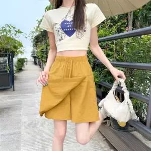 아히키 허리밴딩 치마바지 반바지 SD-250606패션 와이드 편한팬츠 밴바지 린넨 예쁜