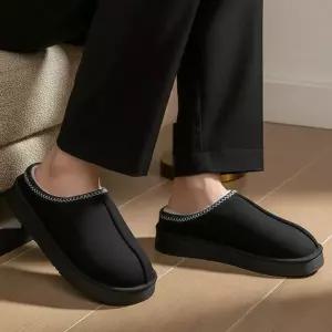 둥근 앞코 포인트 기모 안감 데일리 남녀 공용 슬리퍼폭신한 귀여운 회사실내화 교사 털신발 거실 푹신한