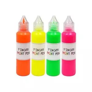 핑거 페인트펜 형광 4색아네모네 세트물감 학습용 영아 어린이 교육용 컬러 미술놀이 손가락