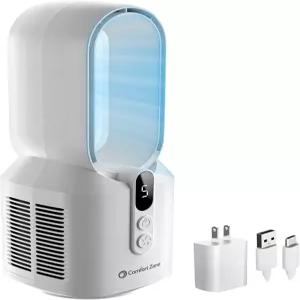 컴포트 존 14인치 충전식 블레이드리스 테이블탑 선풍기 5단 속도 디스플레이 화면 미끄럼 방지 발 조용한
