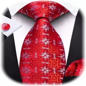 배리.왕 남성용 실크 직조 넥타이 엑스트라 롱 홀리데이 크리스마스 눈송이 축제 새해