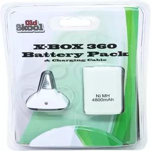 구형 스쿨 플레이 및 충전 키트 배터리 케이블 Xbox 360과 호환되는 흰색