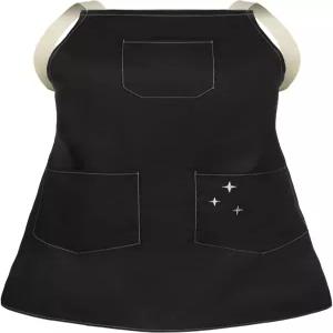 미드나잇 에이프런 프로페셔널 셰프 크로스백 스트랩이 있는 블랙 코튼 포켓 3개 요리 및 그릴