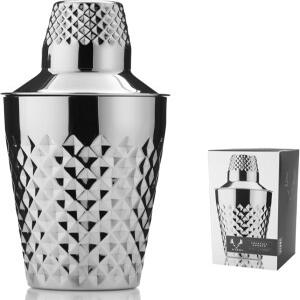 비스키 다이아몬드 칵테일 셰이커 세트 25온스 페이디드 스테인리스 스틸 스트레이너 포함