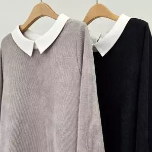 절개버튼카라블라우스 411T161S 빅사이즈 여성 512