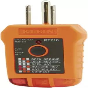 Klein Tools RT210 콘센트 테스터기 북미 표준 AC 전원 콘센트용 GFCI/일반 테스터 일반적인 배선 오류
