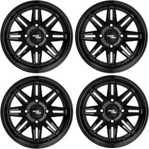 RockTrix RT103 12인치 골프 카트 휠 12x7 림 4x4 4x101.6 볼트 패턴 3+4 오프셋(-25mm) 클럽 카 이지고