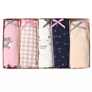 여성용 삼각팬티 성인속옷 면스판 미디 다양한 컬러 5매입 선물용박스