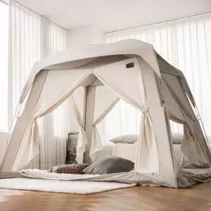 로티캠프 프리미엄 침대 방한 사각 난방 텐트 패밀리