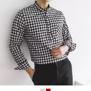 남방 체크남방 헨리넥셔츠 겨울남방 남자겨울셔츠 겨울 셔츠 기모 헨리넥 남방 남자 루즈핏 체크