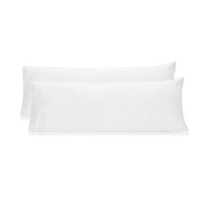 코튼 크래프트 베개 보호대 - 220 나사산 수 순수 빗질 면 2개 세트 새틴 직조 흰색 바디 21x54 인치 지퍼 없음 포함되지 않음