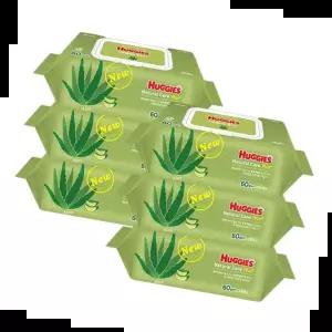 아기피부케어 하기스 내추럴케어 아기물티슈 캡형 6개입 64매