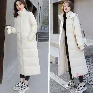 여성 패션 점퍼 아우터 롱패딩 캐주얼 발목 후드 따뜻hij491