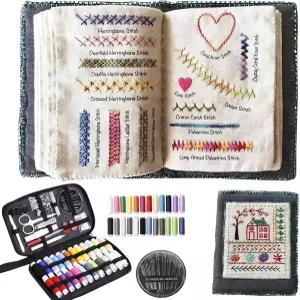 자수 스티치 북 키트 휴대용 모든 시나리오 완전한 툴킷과 설명서가 포함되어 있어 초보자와 공예