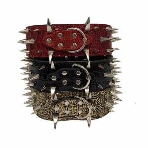 대형견 찡목줄 가죽 맹견 패션 두꺼운목줄 스터드 리드줄 휴대용 견인 일반 중형