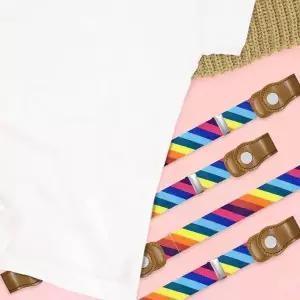 [하프클럽/]패턴 프리 벨트 무지개 어린이벨트스판