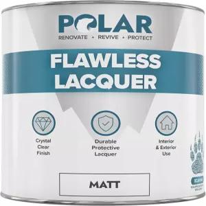 폴라 클리어 래커 페인트 - 1리터 매트 마감 목재 플라스틱 금속 콘크리트 유리 및 세라믹용 급속 건조
