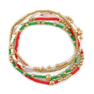 보흐산티움 금도금 구슬 팔찌 여성용 스택 4PCS 논타니쉬 레드 그린 화이트 보호 가능한 스트레치 컬러풀 시드 비즈 볼 조절 고급스러운 트렌디한 주얼리 선물 세트