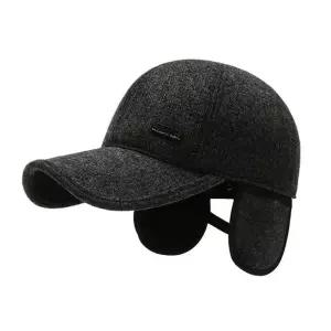 (색상 블랙)기모 안감 귀달이 방한 캡 모자 겨울 따뜻한 방한모 퍼 모자 캡 귀달이 겨울 남자 남성