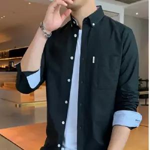 남성면남방 와이셔츠 롤업 사계절 소매 코튼 셔츠 남방 정장 사무실 현장근무복