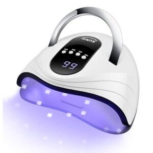 선리치 UV 젤 네일 램프 120W LED 라이트 패스트 드라이어, 4 타이머 휴대용 핸들 대형 공간 자동 센서(화이트) 포함 폴리쉬 경화