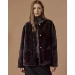 질스튜어트뉴욕 25FW 차콜그레이 단색 양모피 점퍼 (JSJU5D530CG)