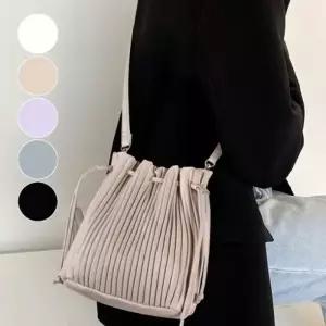 여성 귀여운 세로 플 크로스 토트 버킷백 가방 복조리백 예쁜 여자가방 스몰 숄더백 옆가방 미니 여성