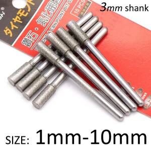 5pcs 1-10mm 다이아몬드 & CBN 그라인딩 헤드 버 포인트 3M 호환m 생크 조각 비트 Dremel Rotary Too 용 플