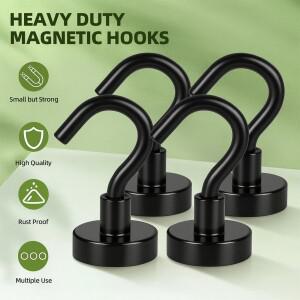 4-25PCS 검은 자기 후크 집 부엌 욕실 작업장 차고 걸기위한  고강도 범용 수납함