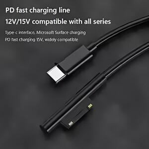 호환 마이크로소프트 서피스 프로 3/4/5/6/7용 PD 65W USB-C 고속 충전기 - 15V 3A 태블릿 전원 어댑터 케