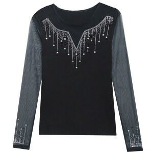 반짝이 라인 댄스복 상의 스포츠 반팔 무용 프릴 라틴 무대복 봄 살사 2XL