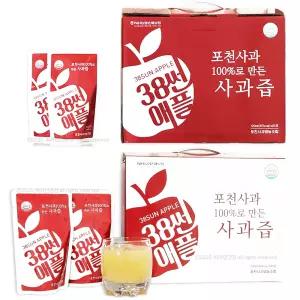 포천사과로 만든 38썬애플 사과즙 100 무설탕 50포 2박스 국내산 HACCP 국내생산