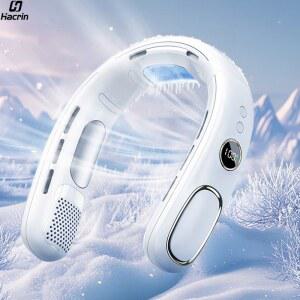 휴대용 넥밴드 선풍기 미니 넥 쿨러 날개없는 목걸이형 선풍기 4000mAh USB 충전식 아이스 쿨링 팬 LED 디지털 디스플레이