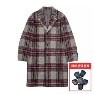 [롯데백화점]맨잇슈트 레드 울혼방 체크 세미오버핏 스트레치 체스터 코트 (251) + 타이증정