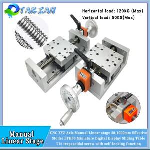 수동 슬라이딩 테이블 50-1000mm 스트로크 T 형 나사 선형 액추에이터 디지털 디스플레이 위치 카운터 120K